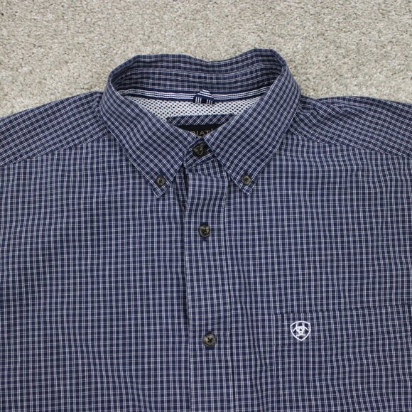 Ariat Pro Series Shirt Mens Large Blue Cotton/Polyester Blend L/S Button Down - Picture 5 of 13